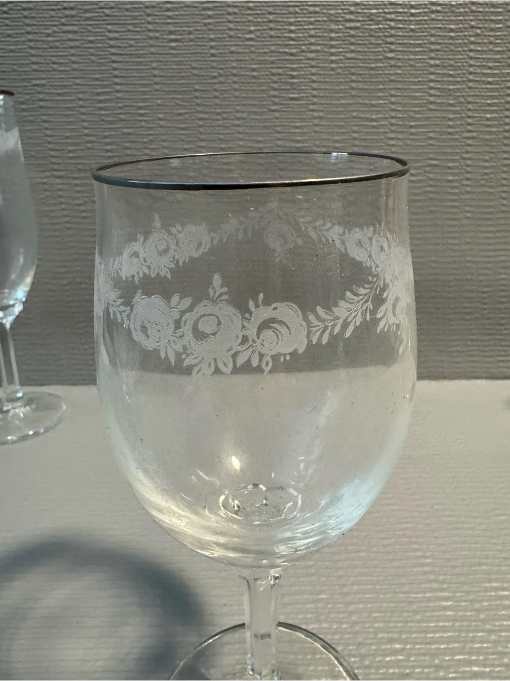 Haviland Fine Crystal Stemware Set with Rose Detail - Clear